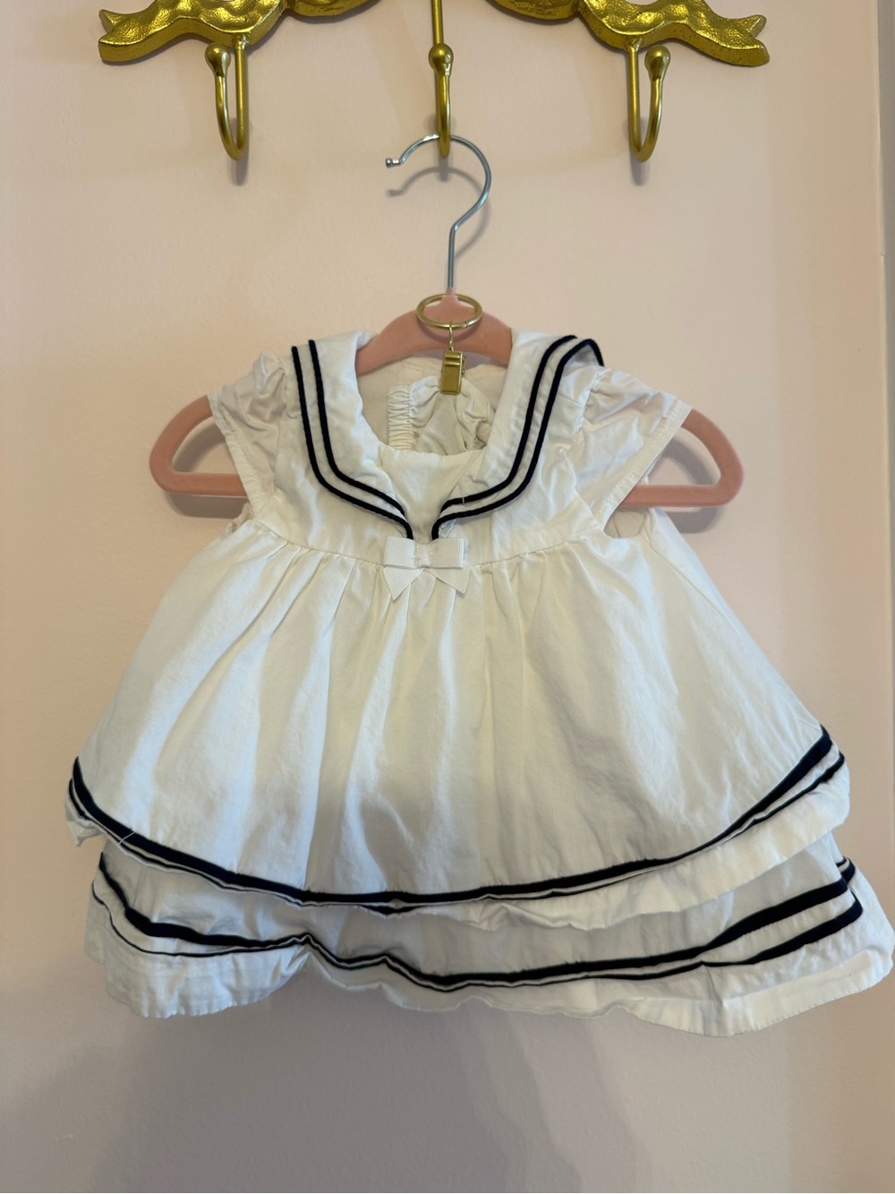 Janie and Jack White Sailor-Style Dress with Navy Trim